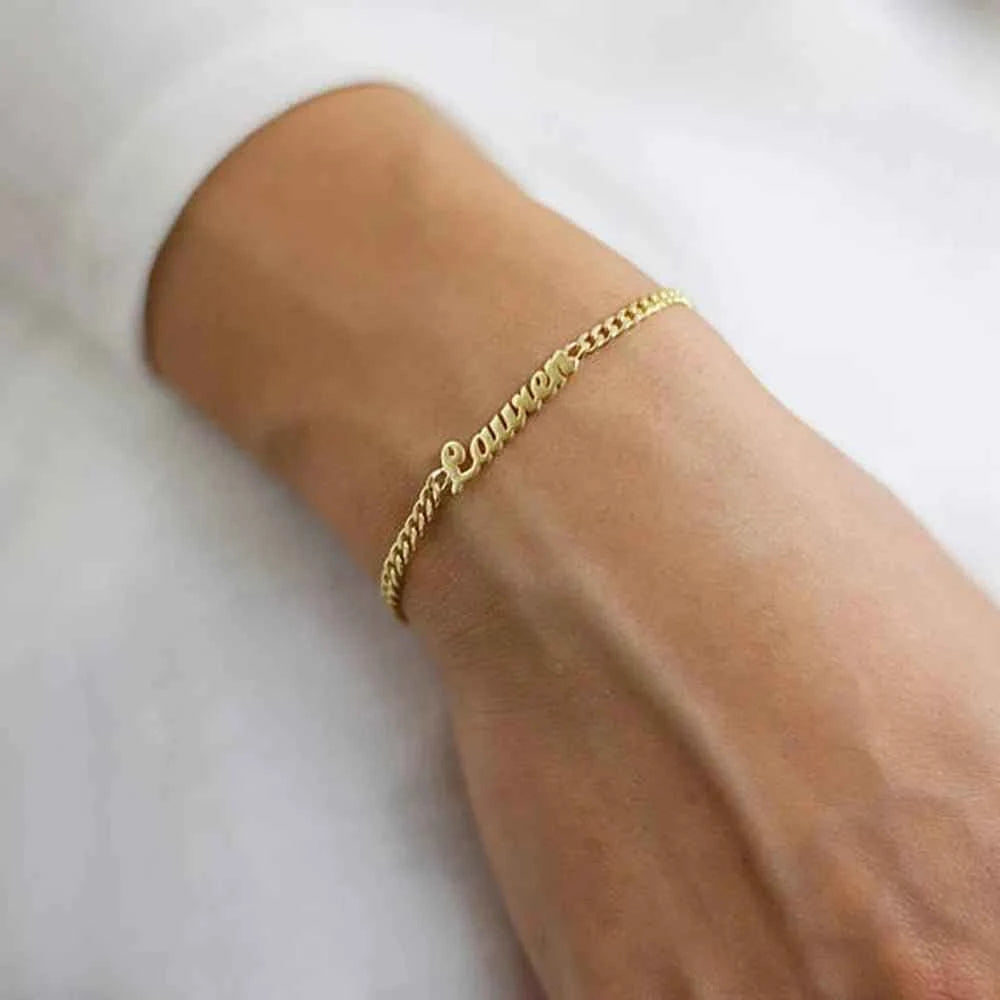 Cuban Chain Name Bracelet 3mm - Customizable Jewelry for Personalized Style