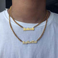 18k Name Necklace - Dainty 3mm Cuban Chain Name Necklace