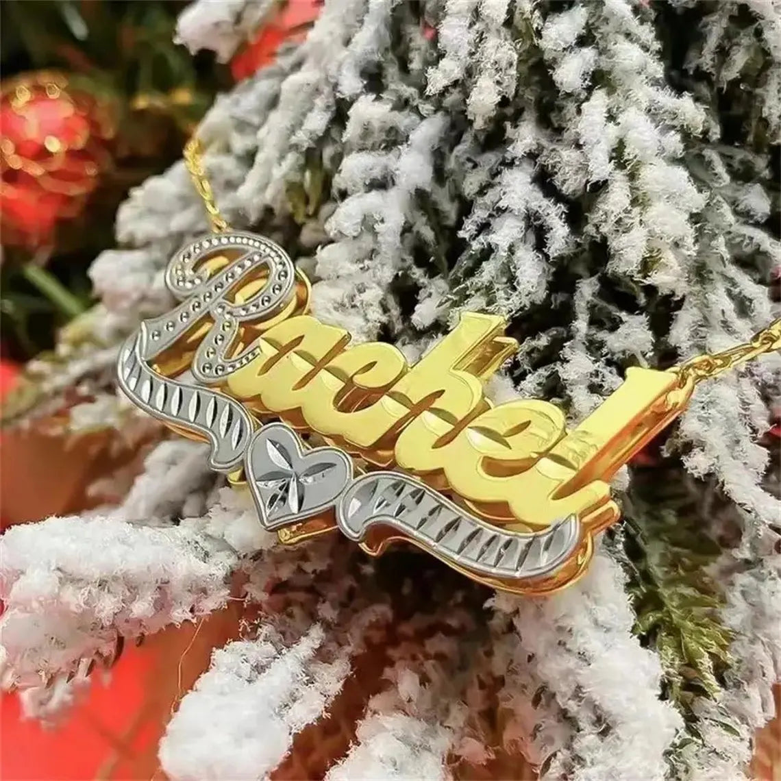 Custom Double Name Necklace | Personalized Gold Nameplate