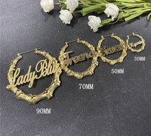 Load image into Gallery viewer, Custom Jewelry Personalized Name Bamboo Large Earrings For Women Hip Hop Stainless Steel Big Circle Round Bijoux Bridesmaid Gift BFF Gift
