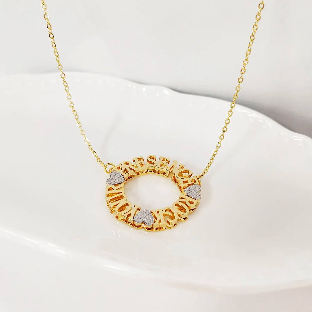 Personalized Gold Letter Necklace with Hearts – Meaningful Gift for Women, Friendship Jewelry