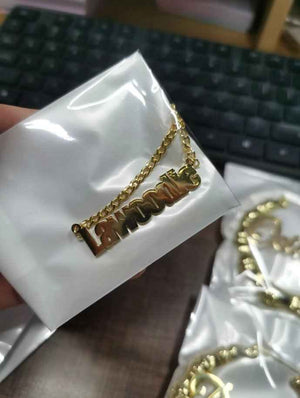 18k Name Necklace - Dainty 3mm Cuban Chain Name Necklace
