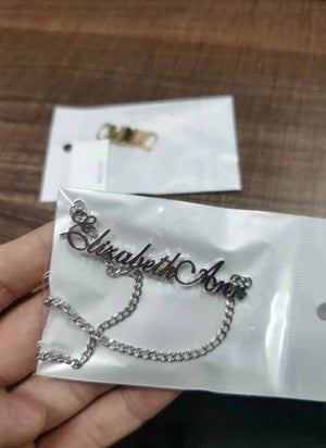 18k Name Necklace - Dainty 3mm Cuban Chain Name Necklace