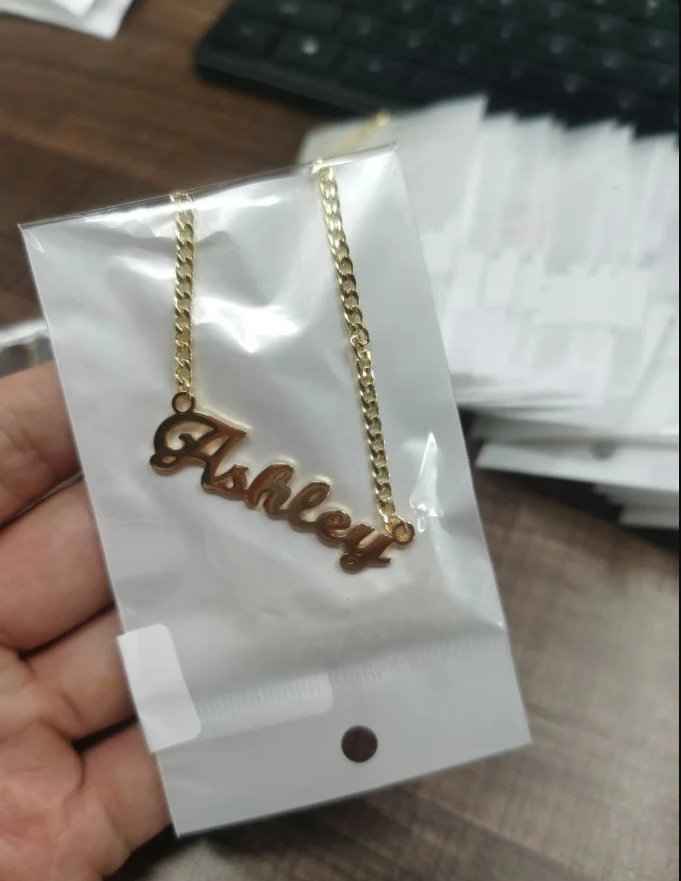 18k Name Necklace - Dainty 3mm Cuban Chain Name Necklace