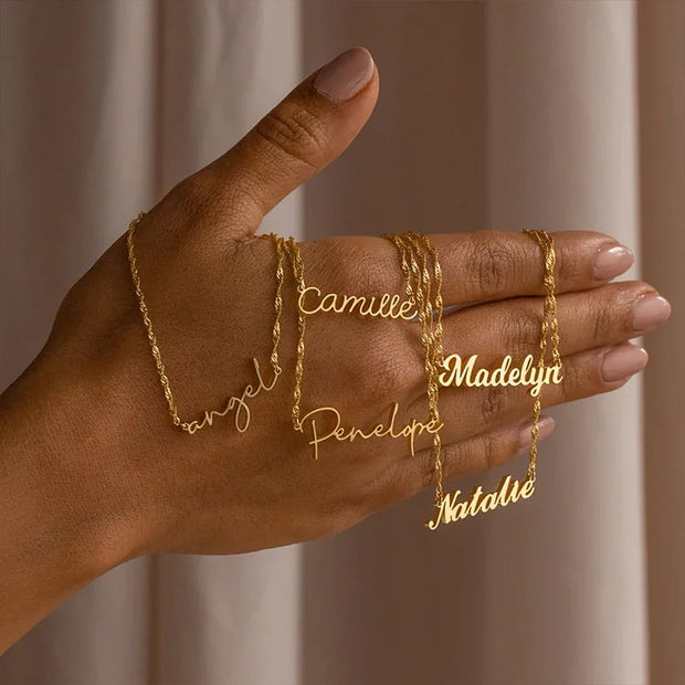 Custom Name Necklace – 18K Gold Plated Gift for Her
