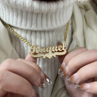 Double Plated Name Necklace - Custom Name Necklace -Name Plate