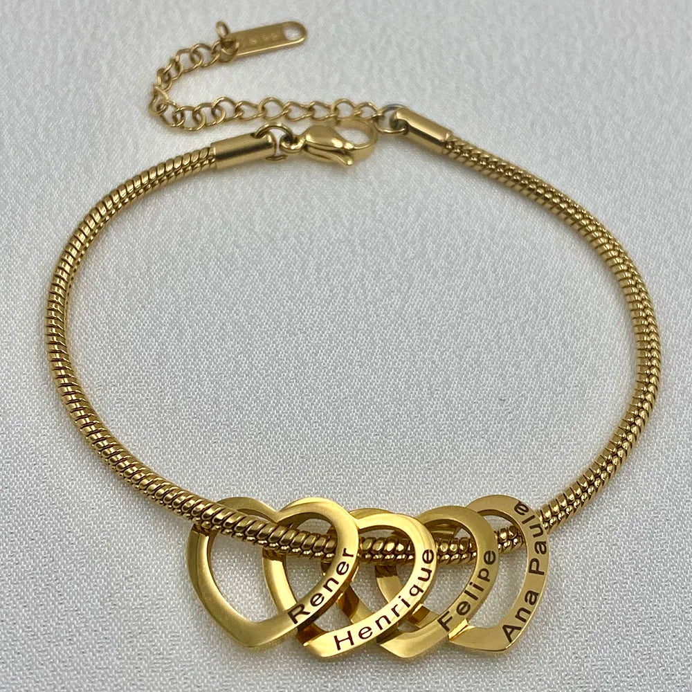 Custom Heart Bracelet – Engraved Name Gift for Her - KNGifts