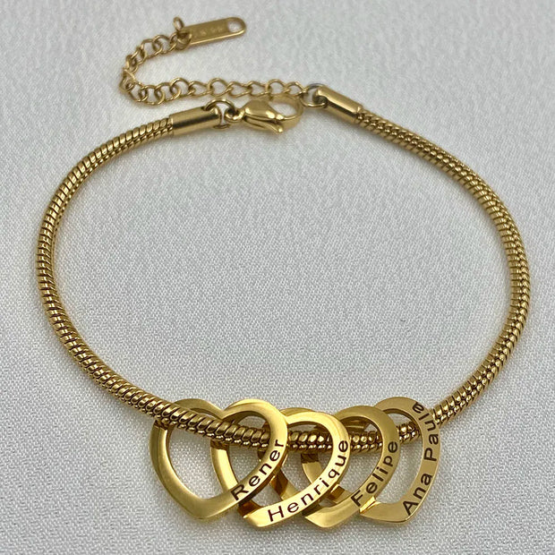Custom Heart Bracelet – Engraved Name Gift for Her