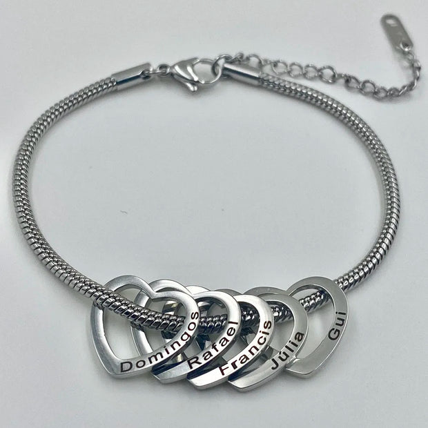 Custom Heart Bracelet – Engraved Name Gift for Her