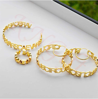 Custom Earrings Set - Personalized Name Hoop Earrings for Girls