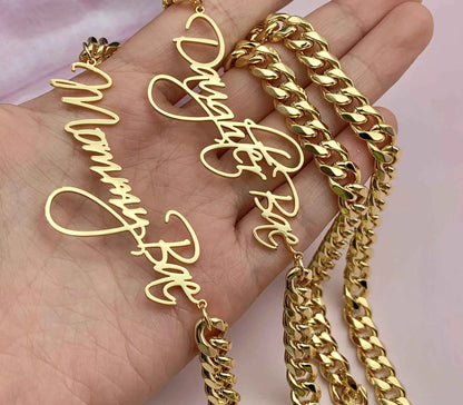 8mm Cuban Name Necklace, Custom Letter Necklace, Vintage Necklace
