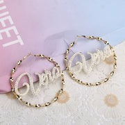 Custom Hoop Earrings ,Bling Name Earring ,Name Hoop Earrings , Big Hoop Earring