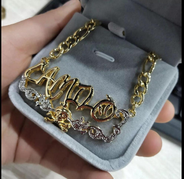 Custom Gold Name Necklace with Skull Pendant & Iced Out Accents – Personalized Bling Jewelry - KNGifts