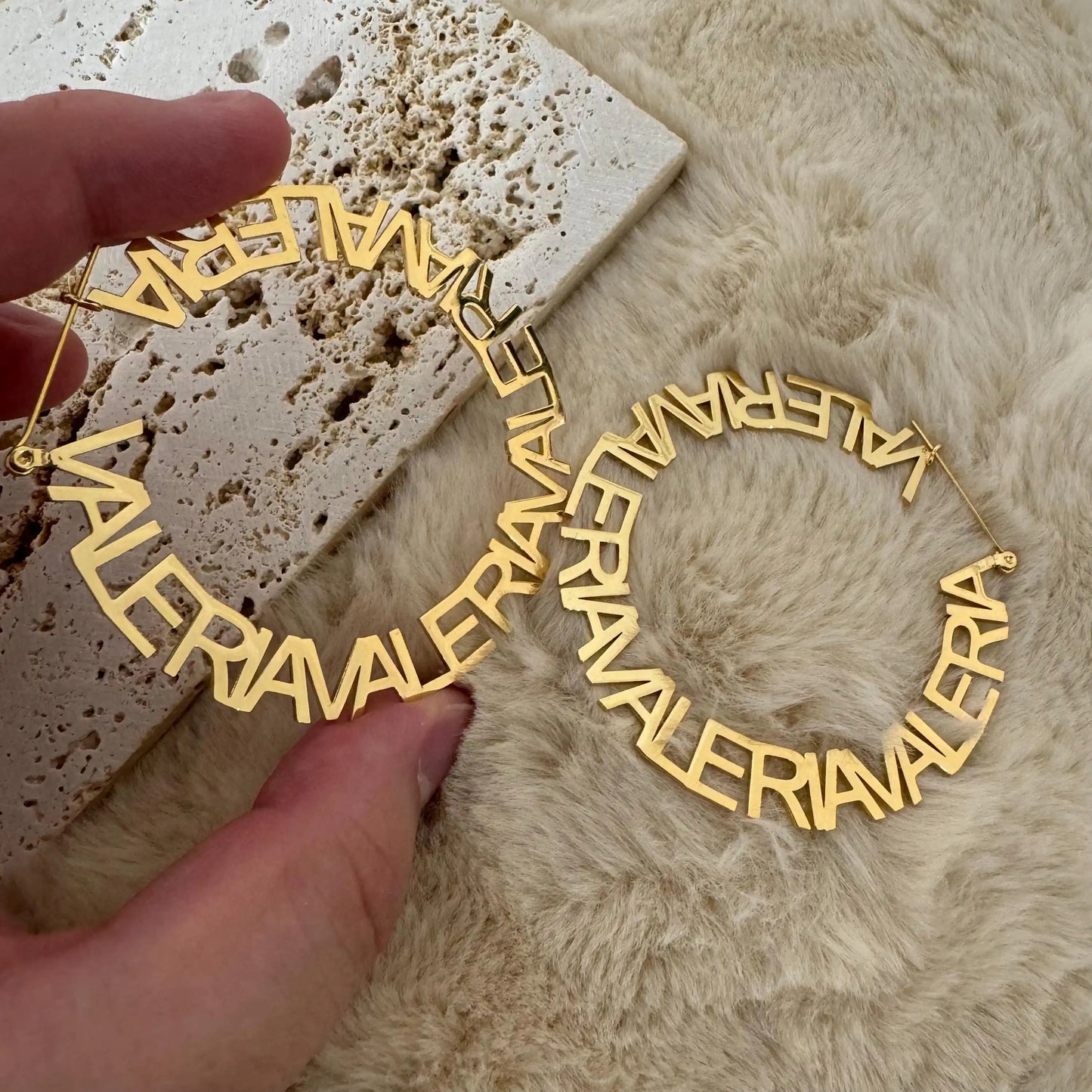 Big Hoop Earrings, Custom Name Hoop Earrings ,Letter Hoop Earrings - KNGifts