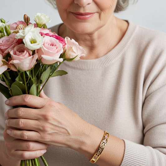 Custom Name Bangle – Personalized Gold Bracelet with Zirconia Charms - KNGifts
