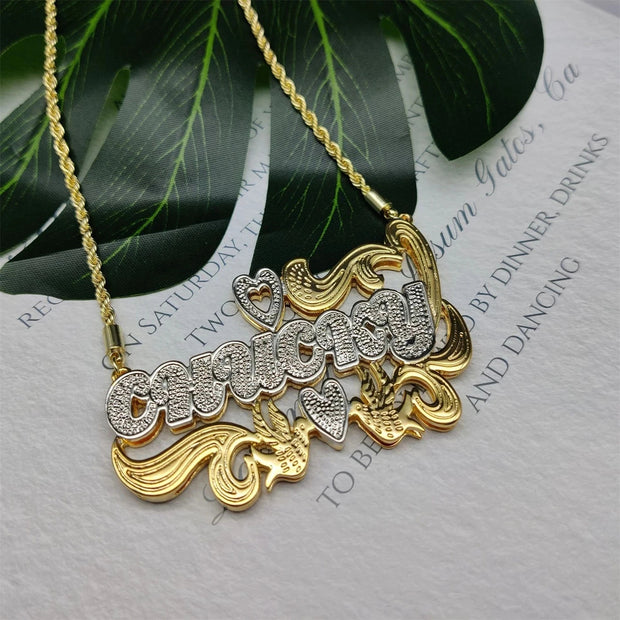 Double Name Necklace – Personalized Plated Nameplate Gift