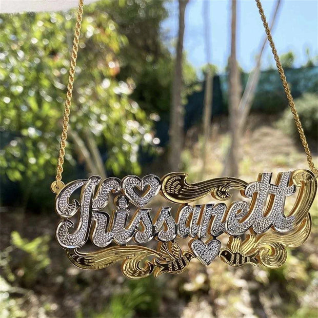 Double Name Necklace – Personalized Plated Nameplate Gift