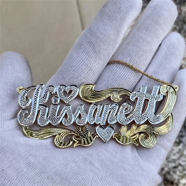 Double Name Necklace – Personalized Plated Nameplate Gift