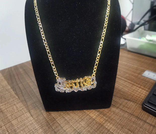 double layer under heart name necklace
