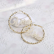 Custom Hoop Earrings ,Bling Name Earring ,Name Hoop Earrings , Big Hoop Earring