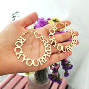 Custom Hoop Name with heart Earrings