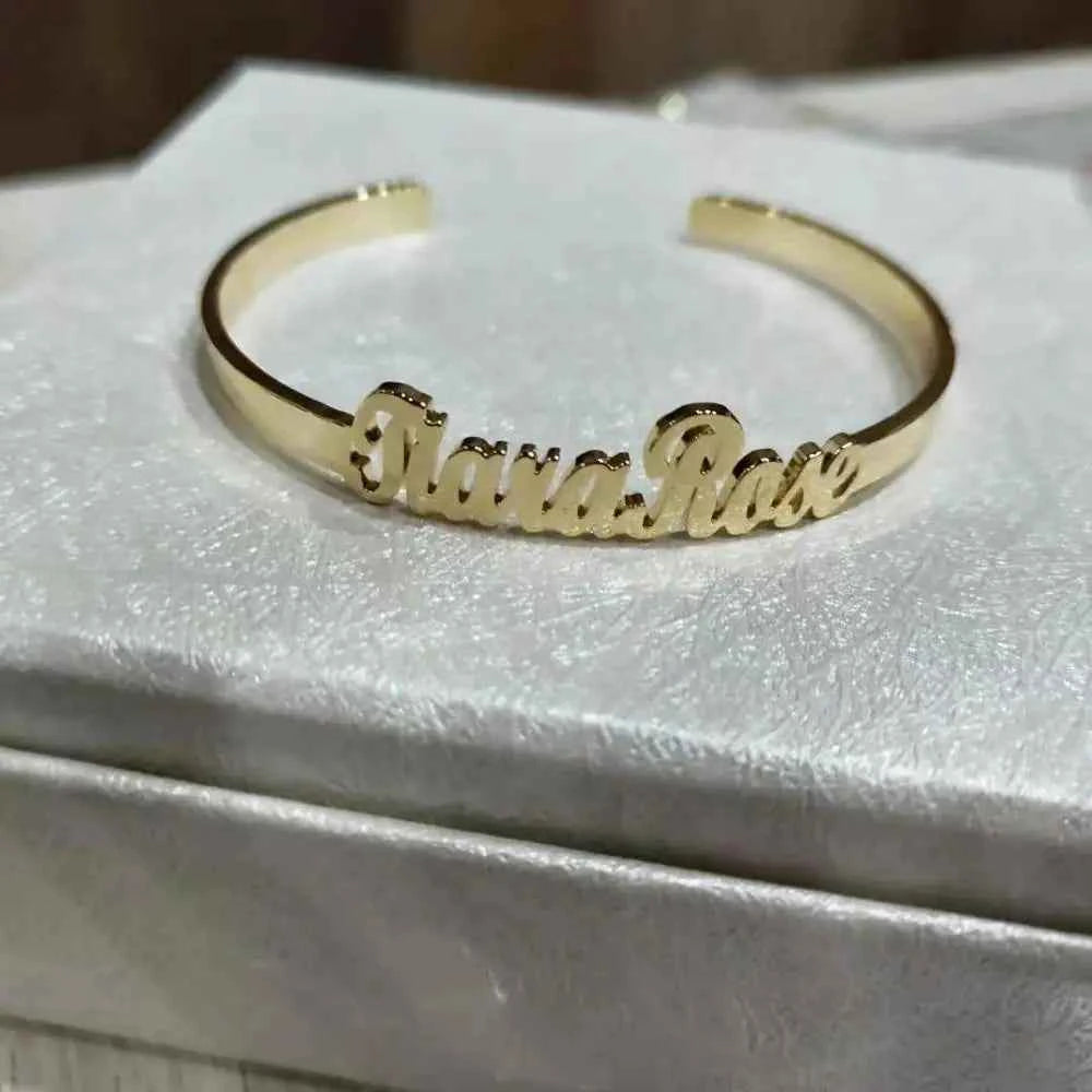 Newborn Baby Name Cuff Bracelet | Custom Kids Name Bangle