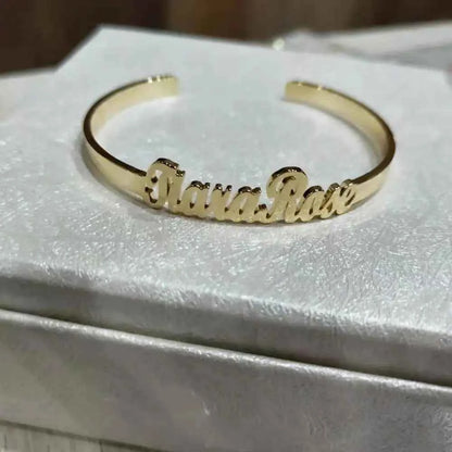 Newborn Baby Name Cuff Bracelet | Custom Kids Name Bangle