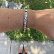 Custom Name Bangle – Personalized Gold Bracelet with Zirconia Charms