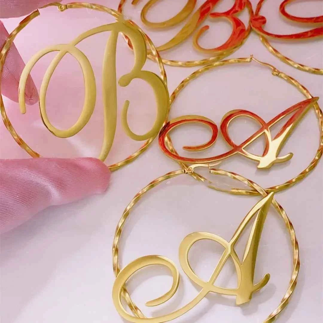 Custom Name Earrings - Personalized Name Hoop Earrings