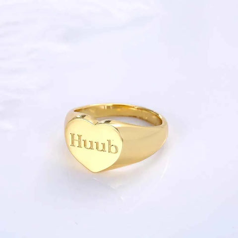 Personalized Heart Signet Ring Heart Ring Engraved Ring 