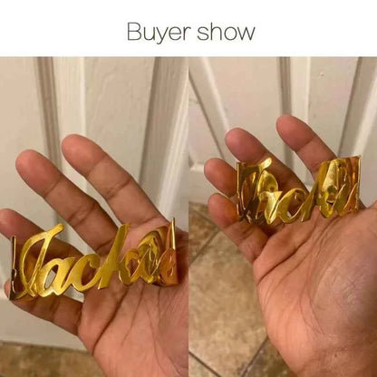 Custom Name Bangle - Personalized Gold Name Cuff Bangle