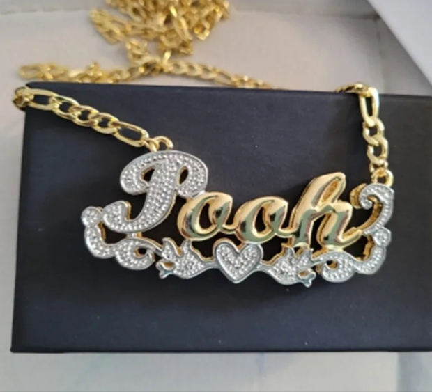 Double Heart Name Necklace