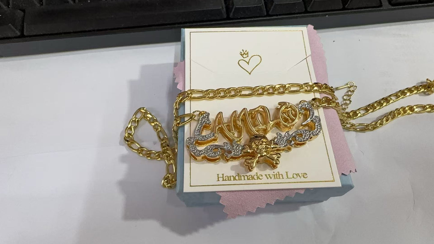 Custom Gold Name Necklace with Skull Pendant & Iced Out Accents – Personalized Bling Jewelry - KNGifts
