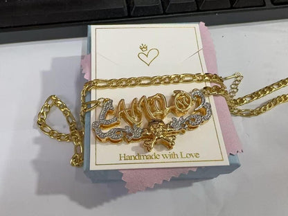 Custom Gold Name Necklace with Skull Pendant & Iced Out Accents – Personalized Bling Jewelry - KNGifts