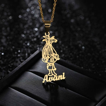 Personalized Name And Cartoon Character Necklaces Pendants