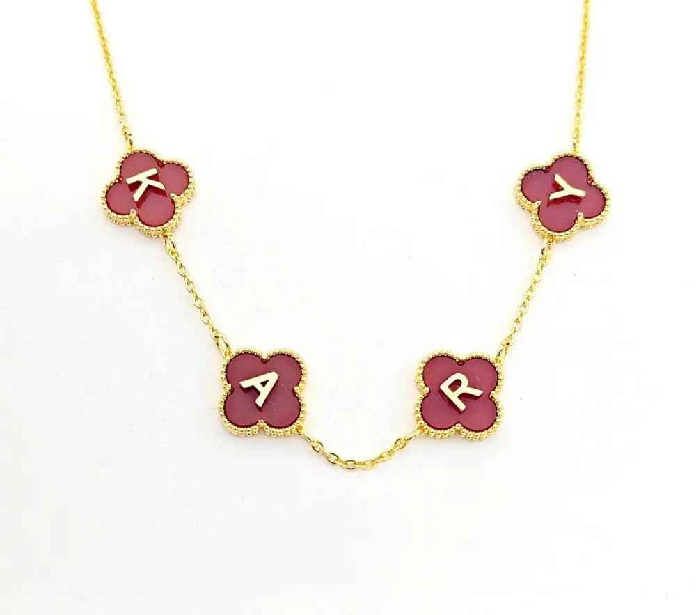 18k Gold Enamel Initial Necklace - Handmade Enamel Letter Necklace in Gold