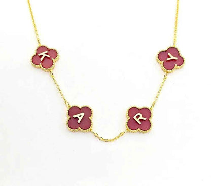 18k Gold Enamel Initial Necklace - Handmade Enamel Letter Necklace in Gold