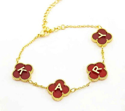 18k Gold Enamel Initial Necklace - Handmade Enamel Letter Necklace in Gold