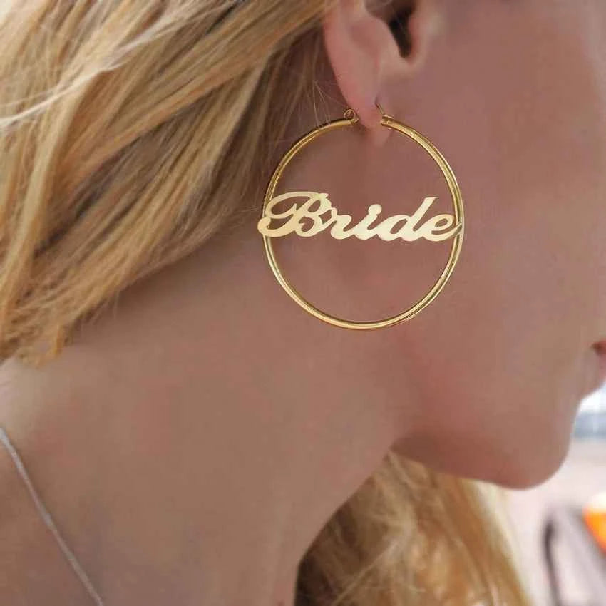 Dime size name hoop earrings for babies, kids, children