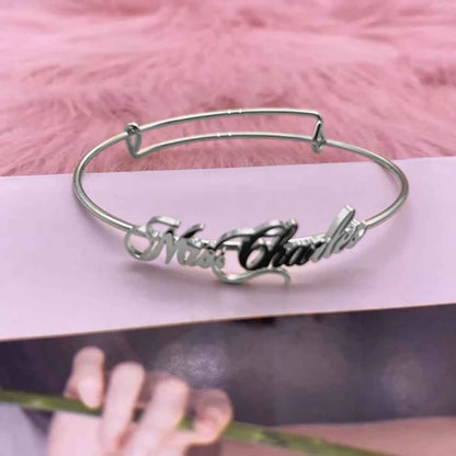 Custom Name Bracelet - Personalized Bangle for Women, Men, and Kids