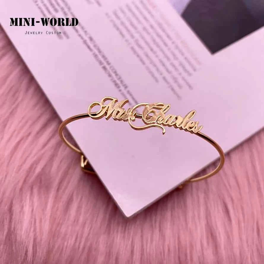 Custom Name Bracelet - Personalized Bangle for Women, Men, and Kids
