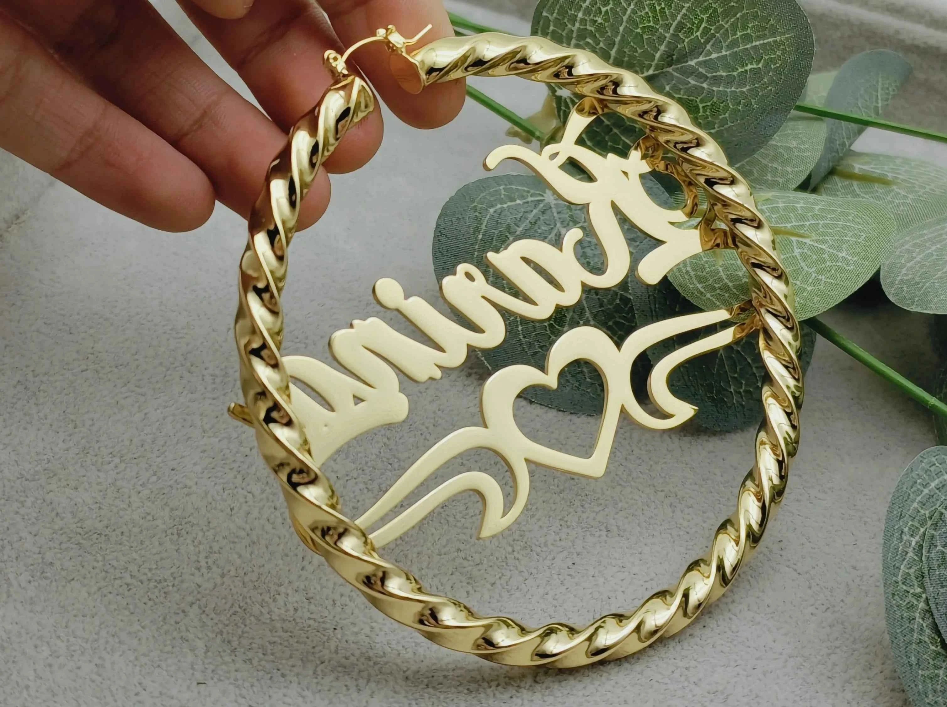 Personalized Twist Hoop Earrings for Women - Hip Hop Style