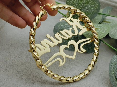 Personalized  Twist Hoop Earrings For Women Hip Hop