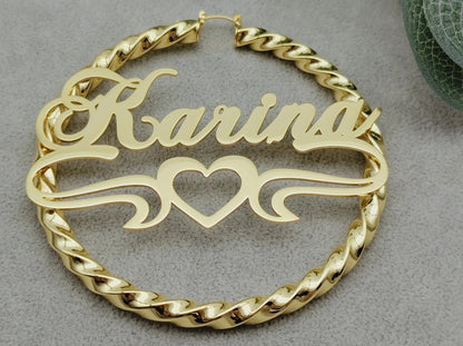 Personalized  Twist Hoop Earrings For Women Hip Hop