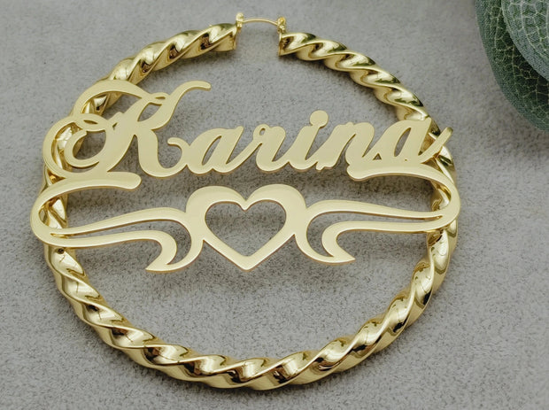 Personalized  Twist Hoop Earrings For Women Hip Hop