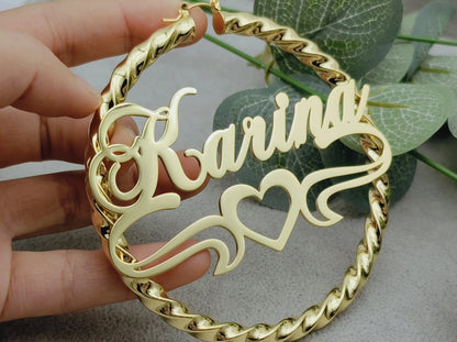 Personalized  Twist Hoop Earrings For Women Hip Hop