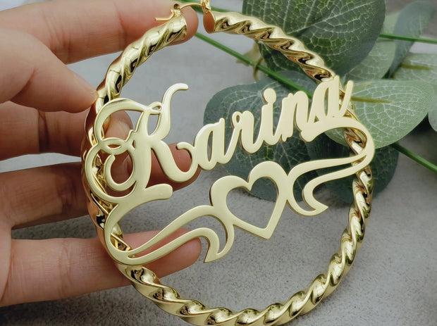 Personalized  Twist Hoop Earrings For Women Hip Hop