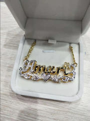Double Layer Under Heart Name Necklace Pendant Customized Jewelry 