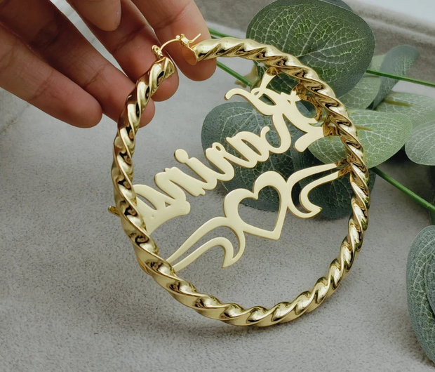 Personalized  Twist Hoop Earrings For Women Hip Hop