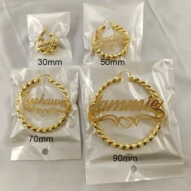 Personalized  Twist Hoop Earrings For Women Hip Hop
